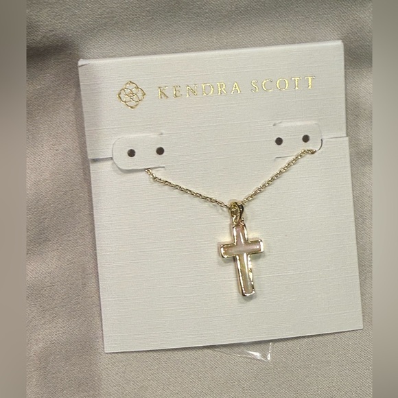 Kendra Scott Jewelry - ✝️ Kendra Scott Gold & White Kyocera Opal Cross Necklace